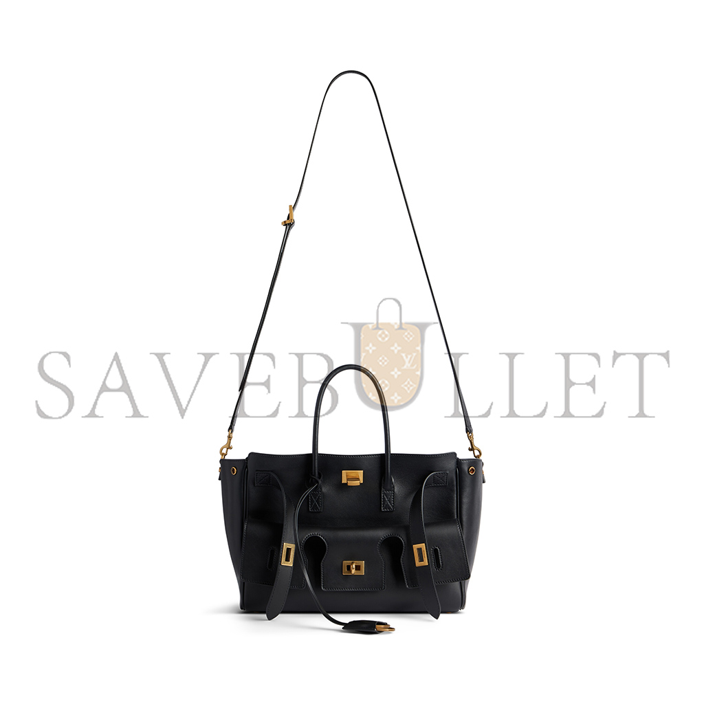 BALENCIAGA WOMEN'S BEL AIR SMALL CARRY ALL BAG IN BLACK 8125452ABAV1000 (29.5*20.3*11.9cm)